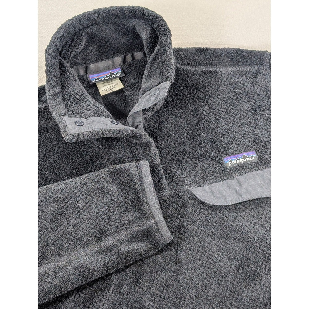 Patagonia Jacket Womens Large Black Re-Tool Snap-T Fleece Pullover Outdoor Cozy